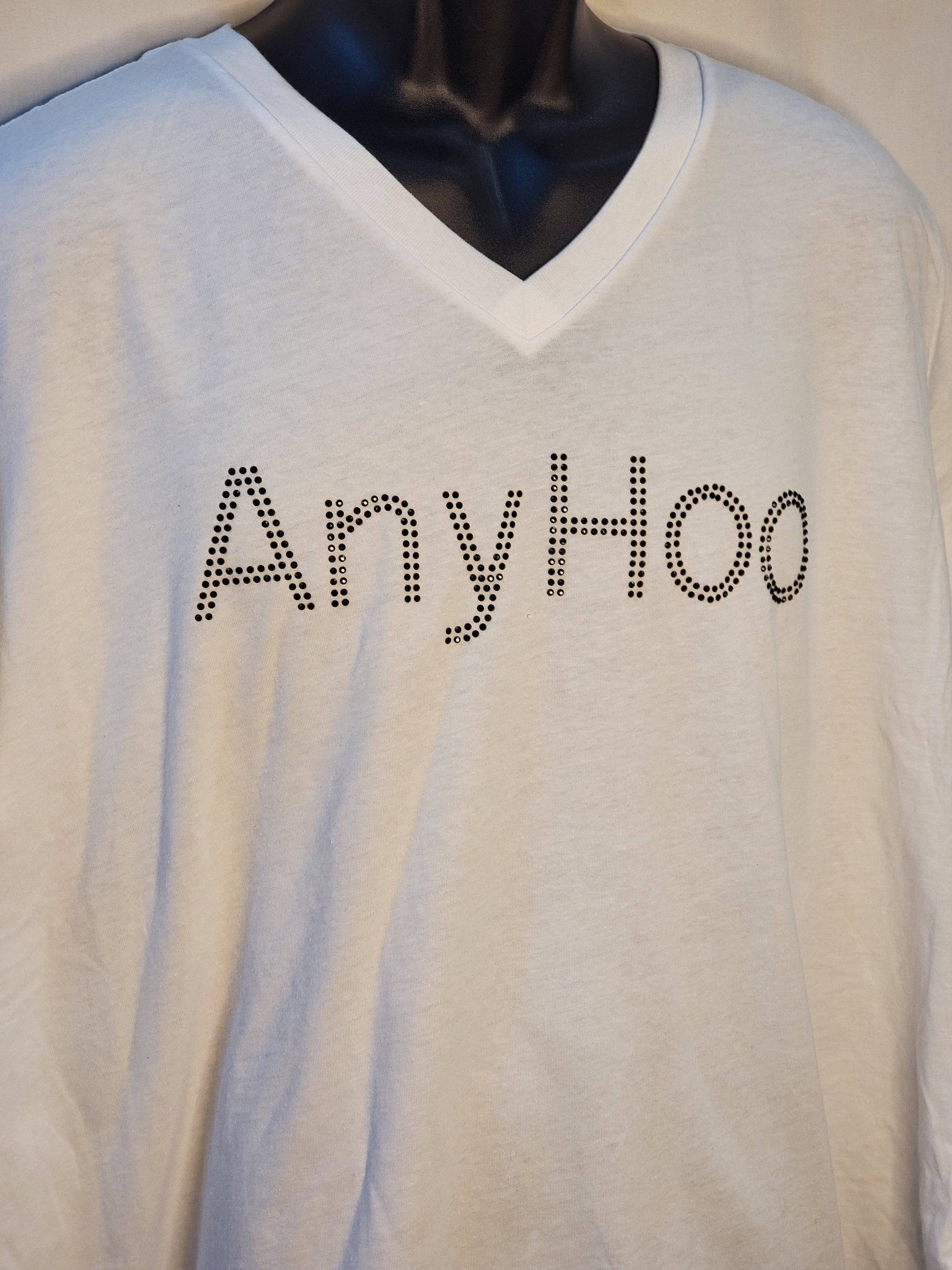 Anyhoo T Shirt with Rhinestones The Polite Southern way to Change the Subject - Top Drop Viral