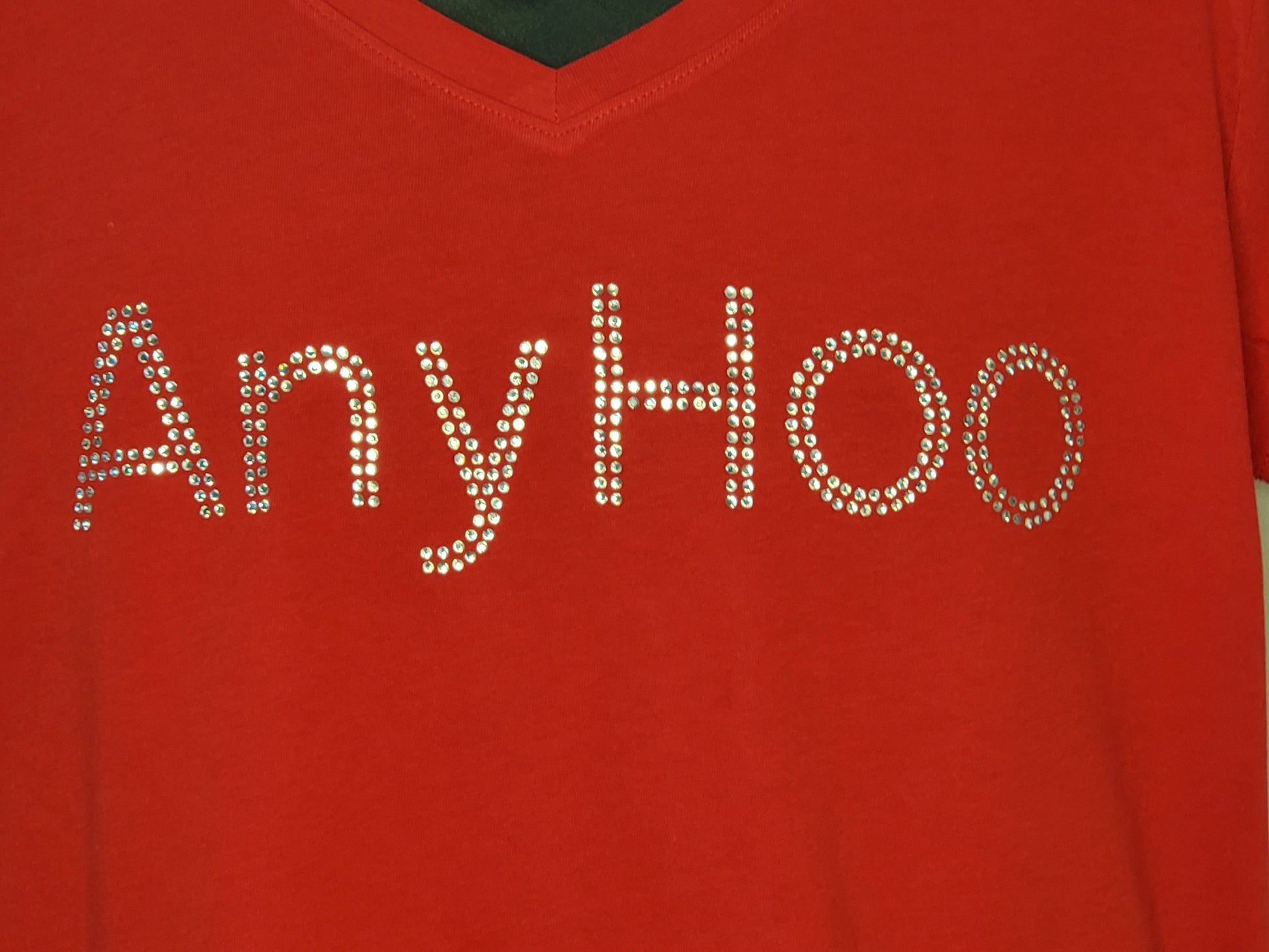 Anyhoo T Shirt with Rhinestones The Polite Southern way to Change the Subject - Top Drop Viral