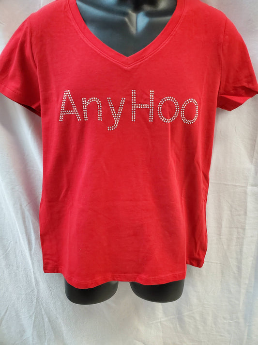 Anyhoo T Shirt with Rhinestones The Polite Southern way to Change the Subject - Top Drop Viral