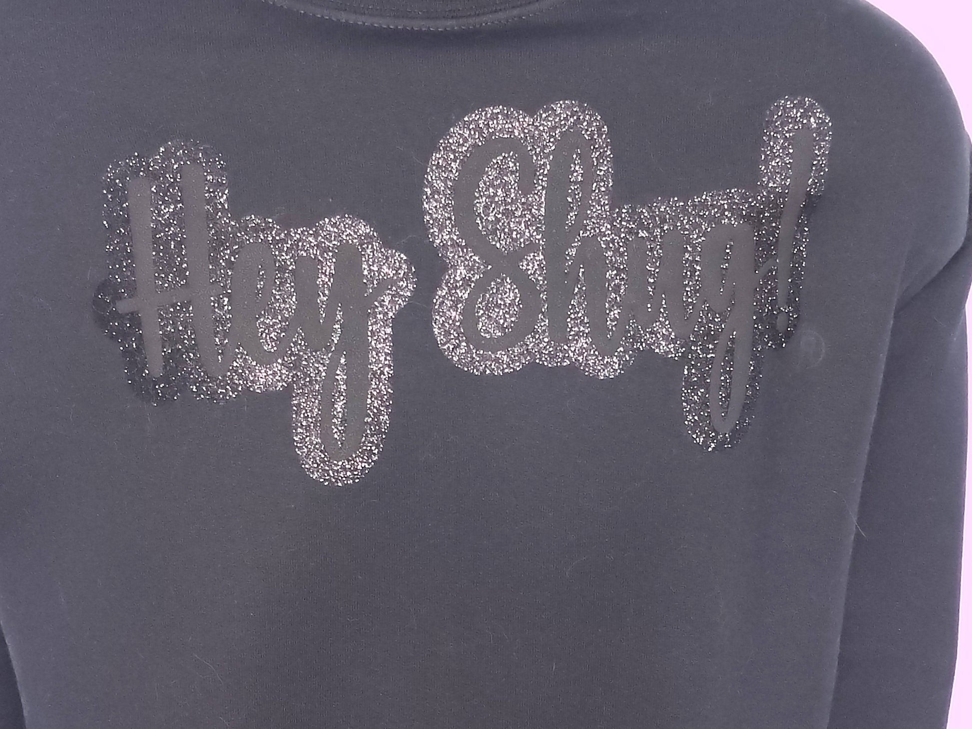 Elegant Black on Black Bling Show Your Southern Style and Charm with Hey Shug! (R) Unisex Crew Neck Sweatshirt Crewneck Fabric - Top Drop Viral